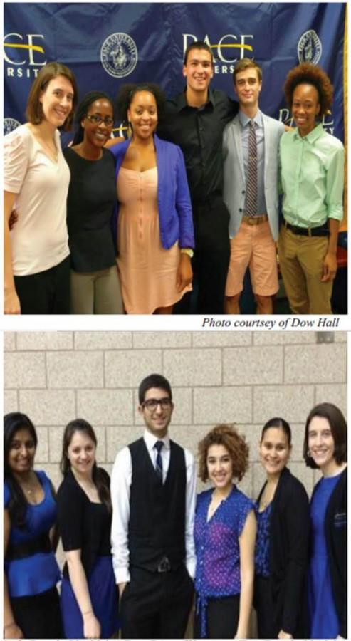 Top: Bogulaski with her Dow RA staff last year; Bottom: Bogulaski (right) 
with students at a Residential Life conference in March.