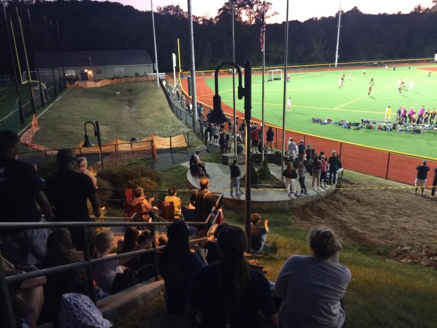 Fans spectating the first field hockey game at Finnerty Field Wed. Sept. 16. 