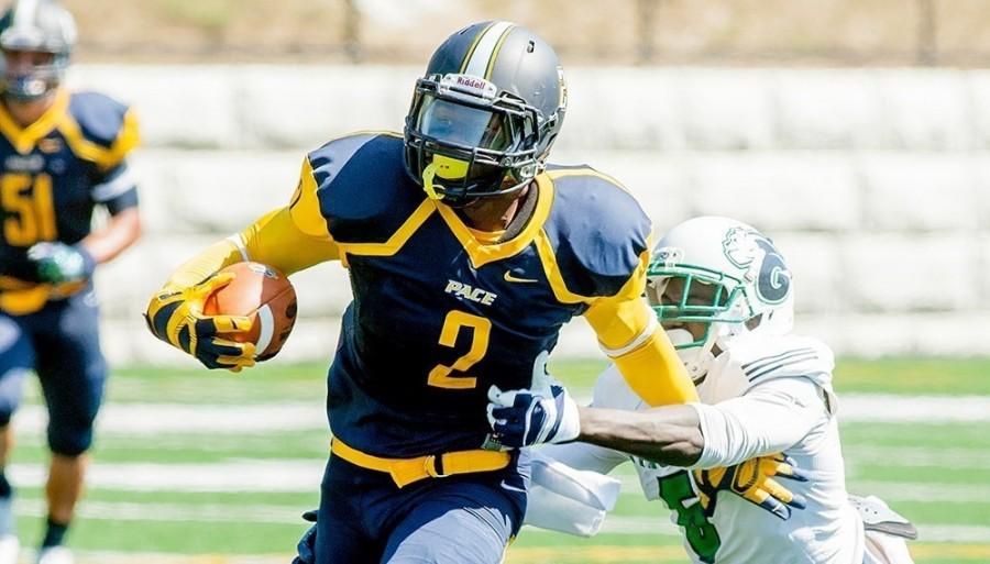 Defensive back Jamir Gee won NE-10 Special Teams Player for the week of September 21. / Photo from paceuathletics.com.
