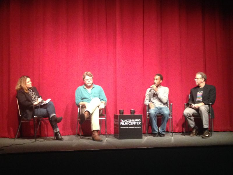 Panel discussion of How to Change the World. From left to right: Jacob Burns Film Center Executive Director Edie Demas, John Cronin, Anthony Morgan-Jones, and Executive Director of Groundwork Hudson Valley Rick Magder. 