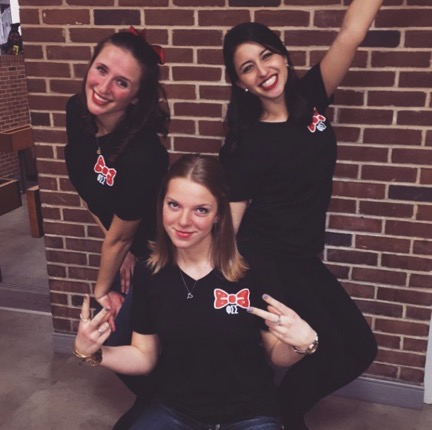 Pace University seniors and sisters of Phi Sigma Sigma posing at Circle of Greeks in the Kessel Student Center. Pictured from left to right: Abby LaMonica, Ashlyn Darmanin, and Briana Finelli. Photo provided by Briana Finelli.