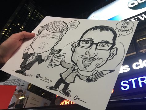 A caricature drawn by artist Cathy Nolan. (Photo by Joseph Tucci)
