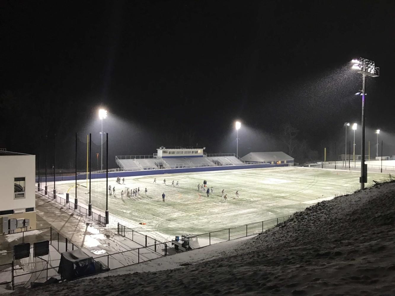 Paces football field at night. Photo by Joseph Tucci