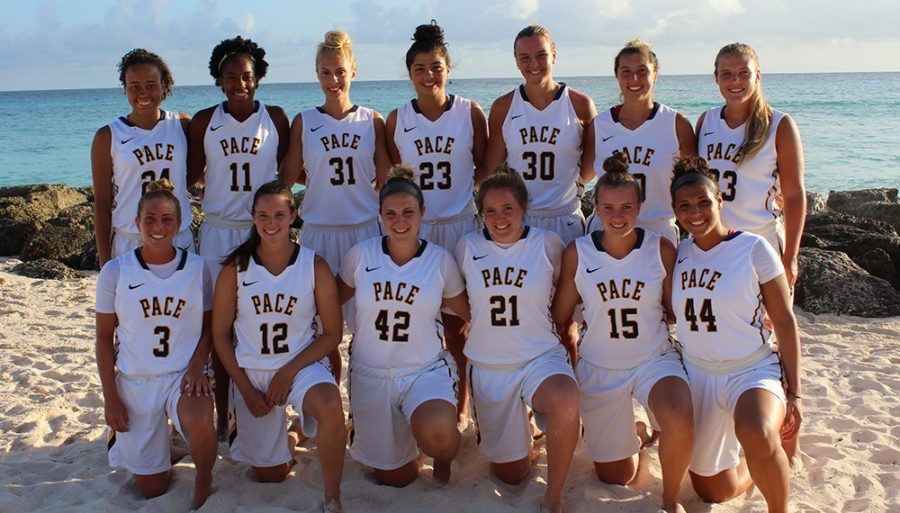 Pace+Womens+Basketball+Team+during+their+trip+to+Barbados.+Photo+Courtesy+of+Pace+U+Athletics+