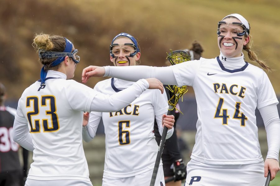 After a program record breaking 13 victories, the Womens Lacrosse team looks to win its first game in the NE-10 tournament. Photo Courtesy of Pace Athletics. 