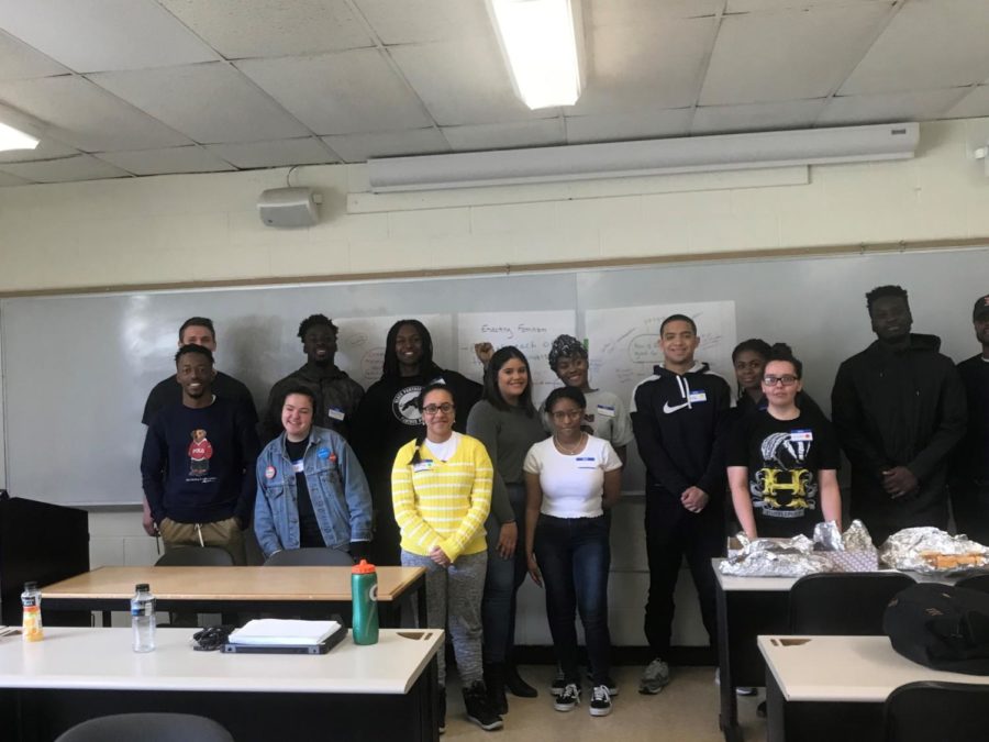 Members of Pace P.O.W.E.R. the Urban Male Initiative, and Pride at Pace at a student-led discussion on feminism on Wednesday afternoon