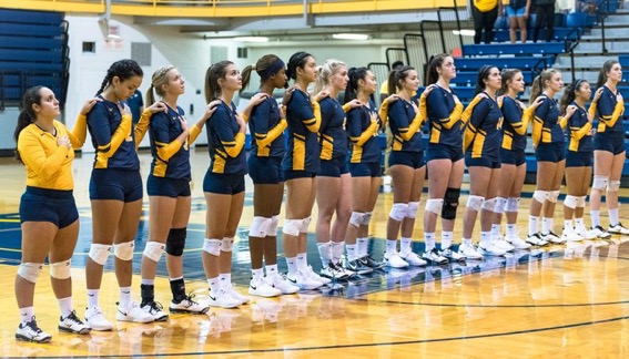 Pace Volleyball improved to 7-2 Tuesday night against East Stroudsburg in the teams second home game of the year. Photo Courtesy of Pace Athletics. 