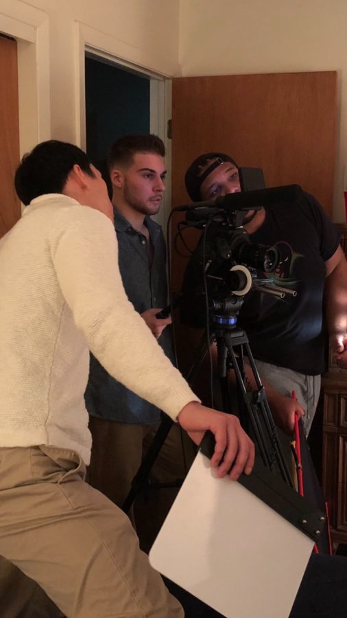 Nick Goodwin and his production crew on set for his film Shadow