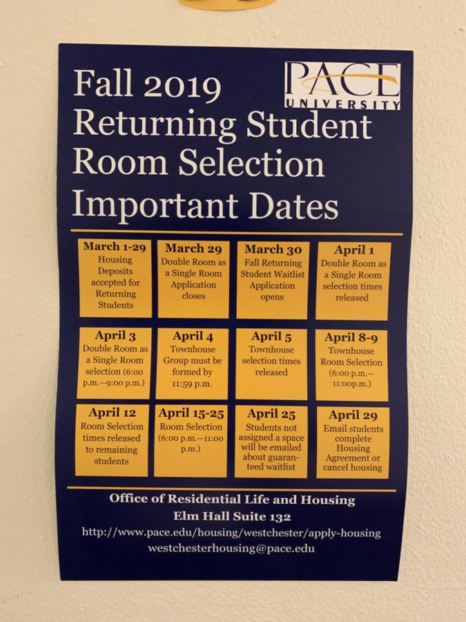 All information regarding housing selections and times are on these poster up around campus. Photo taken by Josiah Darnell. 
