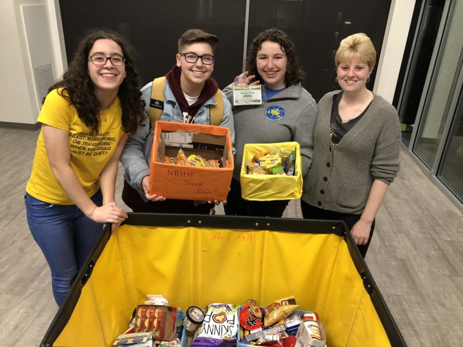NRHH members collecting food in the residence halls. 
The E-board concludes
Michael Shannon, Christina Little, Alexander Weiss,
Meaghan Rodrigues and 
Grainne McGinley. 
