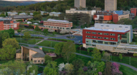 Aerial view of Ithaca College.