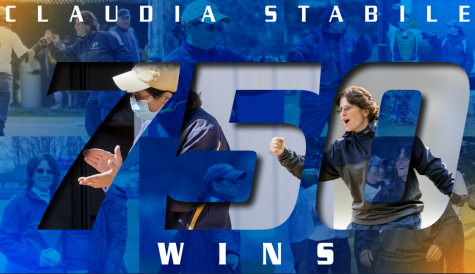 Coach Claudia Stabile reaches a career milestone in achieving a total of 750 wins. Pace Athletics created and tweeted this montage to celebrate her victory.  