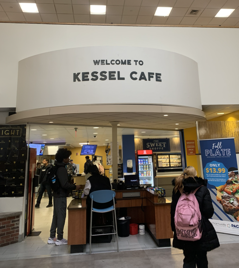 Kessel Cafe, where students are entering and checking out at the register. Credit: Sahtrese McQueen/Pace Chronicle