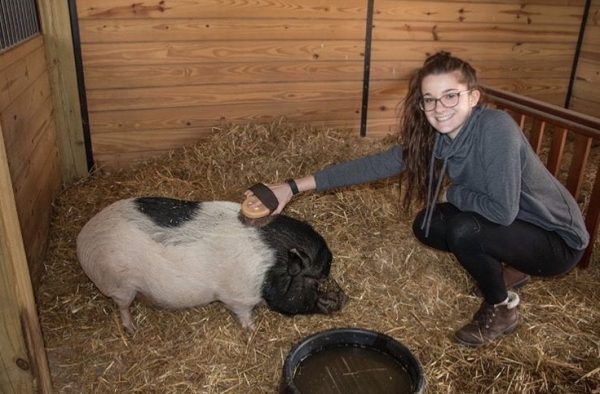 Taylor Ganis at the farm during her time at Pace Pleasantville.