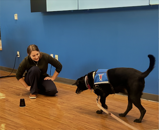 Professor Byrne and Anna at the Psychology of Dogs seminar. (Kenyon Later)